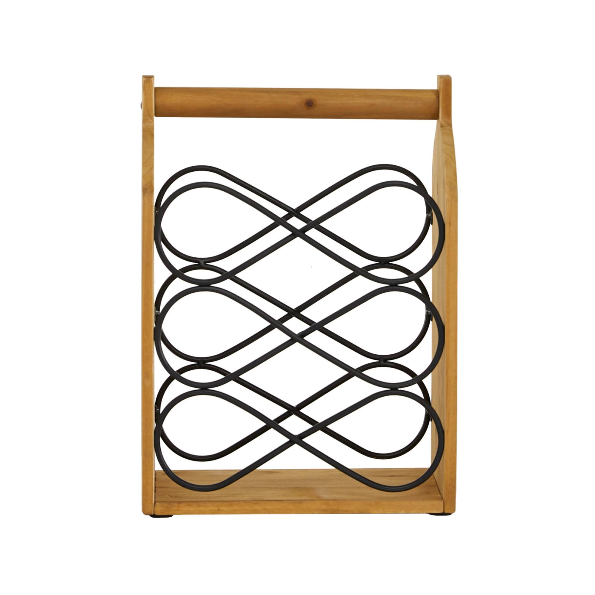 15" Brown Wood Rustic Wine Holder